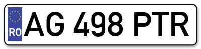 Placuta inmatriculare numar auto  AG-498-PTR, AG 498 PTR, AG498PTR