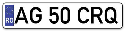Placuta inmatriculare numar auto  AG-50-CRQ, AG 50 CRQ, AG50CRQ