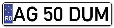 Placuta inmatriculare numar auto  AG-50-DUM, AG 50 DUM, AG50DUM