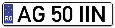 Placuta inmatriculare numar auto  AG-50-IIN, AG 50 IIN, AG50IIN