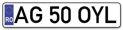 Placuta inmatriculare numar auto  AG-50-OYL, AG 50 OYL, AG50OYL
