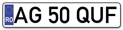 Placuta inmatriculare numar auto  AG-50-QUF, AG 50 QUF, AG50QUF