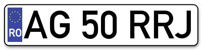 Placuta inmatriculare numar auto  AG-50-RRJ, AG 50 RRJ, AG50RRJ