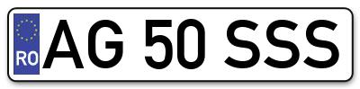 Placuta inmatriculare numar auto  AG-50-SSS, AG 50 SSS, AG50SSS