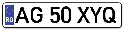Placuta inmatriculare numar auto  AG-50-XYQ, AG 50 XYQ, AG50XYQ