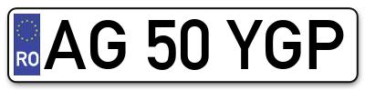 Placuta inmatriculare numar auto  AG-50-YGP, AG 50 YGP, AG50YGP