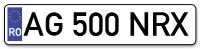 Placuta inmatriculare numar auto  AG-500-NRX, AG 500 NRX, AG500NRX