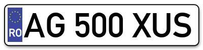 Placuta inmatriculare numar auto  AG-500-XUS, AG 500 XUS, AG500XUS