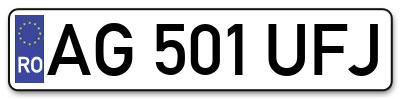 Placuta inmatriculare numar auto  AG-501-UFJ, AG 501 UFJ, AG501UFJ
