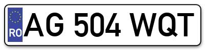 Placuta inmatriculare numar auto  AG-504-WQT, AG 504 WQT, AG504WQT