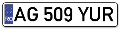 Placuta inmatriculare numar auto  AG-509-YUR, AG 509 YUR, AG509YUR