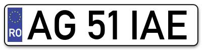 Placuta inmatriculare numar auto  AG-51-IAE, AG 51 IAE, AG51IAE