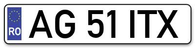 Placuta inmatriculare numar auto  AG-51-ITX, AG 51 ITX, AG51ITX