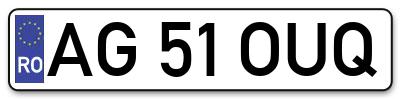 Placuta inmatriculare numar auto  AG-51-OUQ, AG 51 OUQ, AG51OUQ