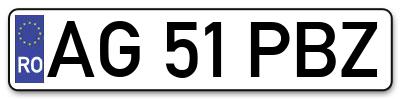 Placuta inmatriculare numar auto  AG-51-PBZ, AG 51 PBZ, AG51PBZ