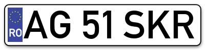 Placuta inmatriculare numar auto  AG-51-SKR, AG 51 SKR, AG51SKR