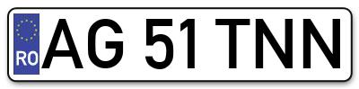 Placuta inmatriculare numar auto  AG-51-TNN, AG 51 TNN, AG51TNN