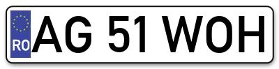 Placuta inmatriculare numar auto  AG-51-WOH, AG 51 WOH, AG51WOH