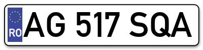 Placuta inmatriculare numar auto  AG-517-SQA, AG 517 SQA, AG517SQA