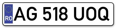 Placuta inmatriculare numar auto  AG-518-UOQ, AG 518 UOQ, AG518UOQ
