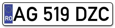 Placuta inmatriculare numar auto  AG-519-DZC, AG 519 DZC, AG519DZC