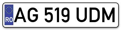 Placuta inmatriculare numar auto  AG-519-UDM, AG 519 UDM, AG519UDM