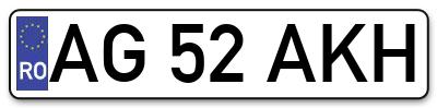 Placuta inmatriculare numar auto  AG-52-AKH, AG 52 AKH, AG52AKH