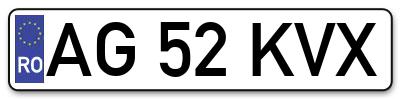 Placuta inmatriculare numar auto  AG-52-KVX, AG 52 KVX, AG52KVX