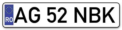 Placuta inmatriculare numar auto  AG-52-NBK, AG 52 NBK, AG52NBK