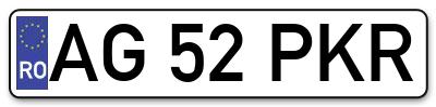 Placuta inmatriculare numar auto  AG-52-PKR, AG 52 PKR, AG52PKR
