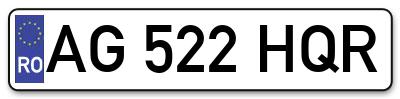 Placuta inmatriculare numar auto  AG-522-HQR, AG 522 HQR, AG522HQR