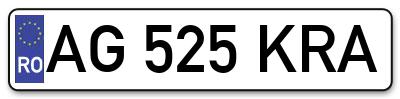 Placuta inmatriculare numar auto  AG-525-KRA, AG 525 KRA, AG525KRA