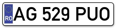 Placuta inmatriculare numar auto  AG-529-PUO, AG 529 PUO, AG529PUO