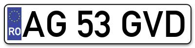 Placuta inmatriculare numar auto  AG-53-GVD, AG 53 GVD, AG53GVD