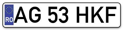Placuta inmatriculare numar auto  AG-53-HKF, AG 53 HKF, AG53HKF