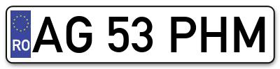 Placuta inmatriculare numar auto  AG-53-PHM, AG 53 PHM, AG53PHM