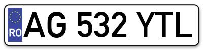 Placuta inmatriculare numar auto  AG-532-YTL, AG 532 YTL, AG532YTL