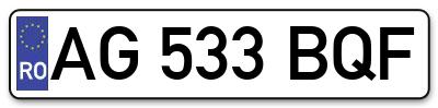 Placuta inmatriculare numar auto  AG-533-BQF, AG 533 BQF, AG533BQF