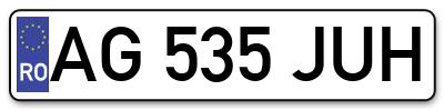 Placuta inmatriculare numar auto  AG-535-JUH, AG 535 JUH, AG535JUH