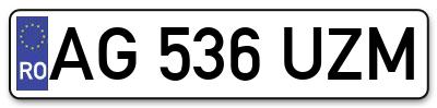 Placuta inmatriculare numar auto  AG-536-UZM, AG 536 UZM, AG536UZM