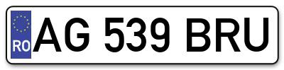 Placuta inmatriculare numar auto  AG-539-BRU, AG 539 BRU, AG539BRU