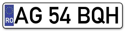 Placuta inmatriculare numar auto  AG-54-BQH, AG 54 BQH, AG54BQH