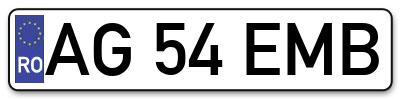 Placuta inmatriculare numar auto  AG-54-EMB, AG 54 EMB, AG54EMB
