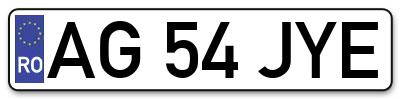 Placuta inmatriculare numar auto  AG-54-JYE, AG 54 JYE, AG54JYE