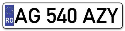 Placuta inmatriculare numar auto  AG-540-AZY, AG 540 AZY, AG540AZY