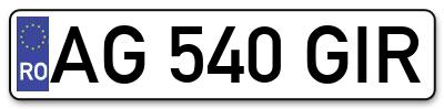 Placuta inmatriculare numar auto  AG-540-GIR, AG 540 GIR, AG540GIR