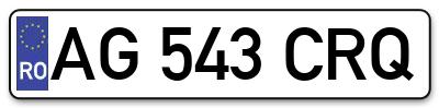 Placuta inmatriculare numar auto  AG-543-CRQ, AG 543 CRQ, AG543CRQ