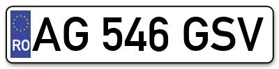 Placuta inmatriculare numar auto  AG-546-GSV, AG 546 GSV, AG546GSV