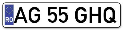 Placuta inmatriculare numar auto  AG-55-GHQ, AG 55 GHQ, AG55GHQ