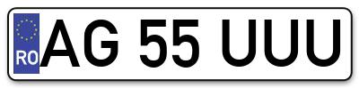 Placuta inmatriculare numar auto  AG-55-UUU, AG 55 UUU, AG55UUU
